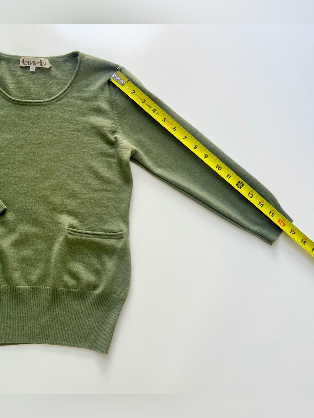GermAn 100% Cashmere Olive Green Pocket Sweater XS - Picture 11 of 11